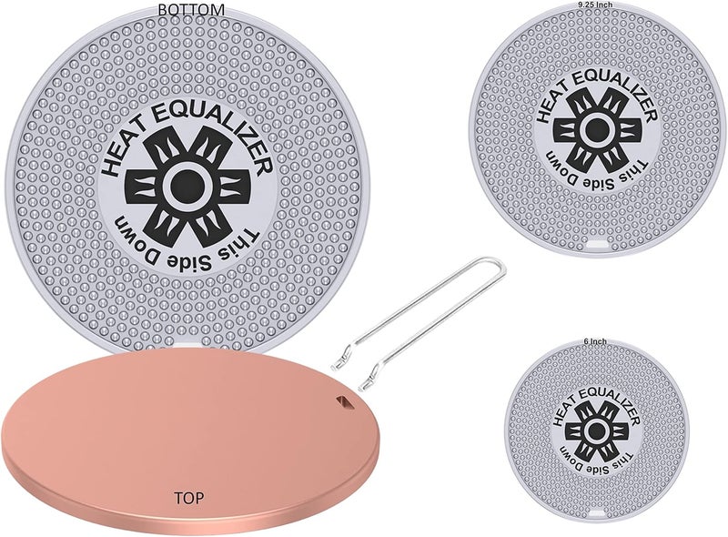 Heat Equalizer -Set of 3 Heat Diffuser for Gas Stoves 6”-8”-9.25 inch None Stick Copper finish – Aluminum & Copper Alloy Hot Plate for Even Cooking-Burner Cover & Simmer Plate - Image 1